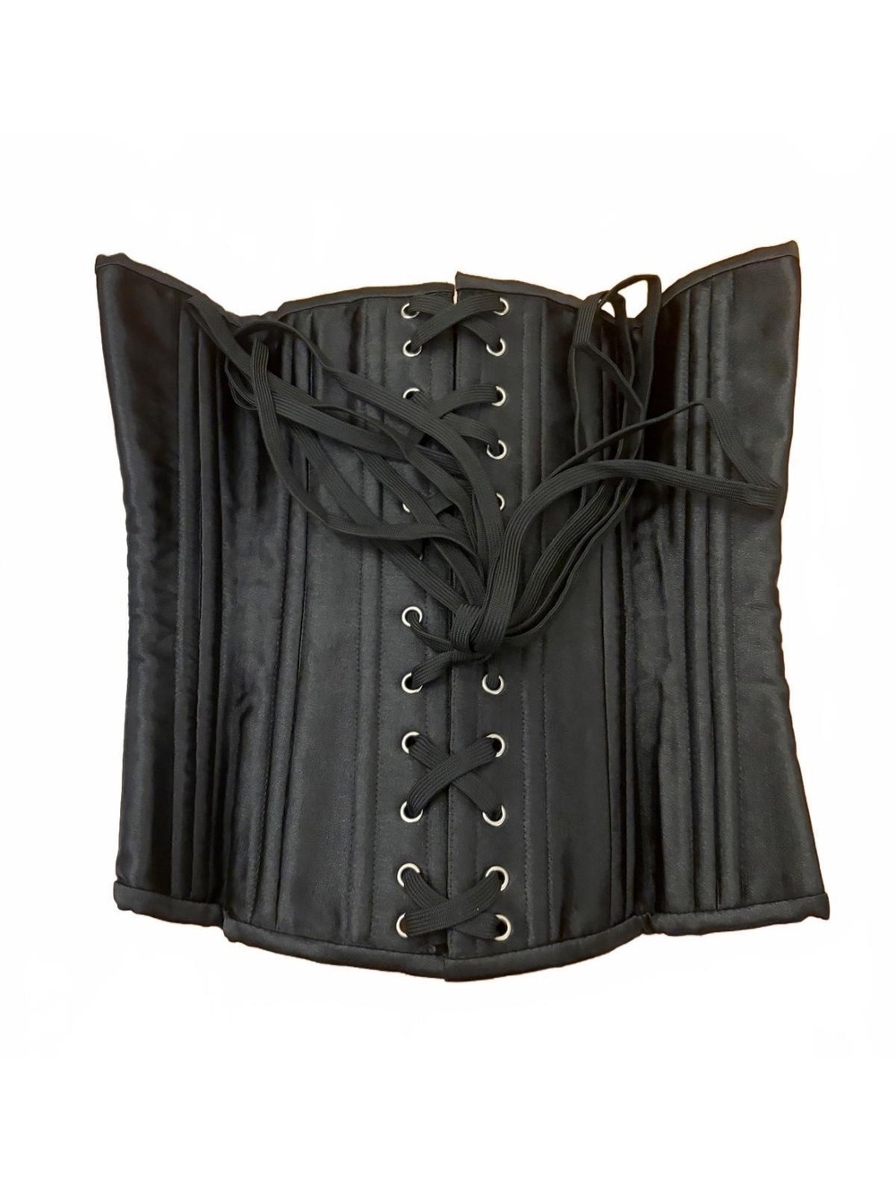 ShaperX Black Satin Corset with Front Lace-Up